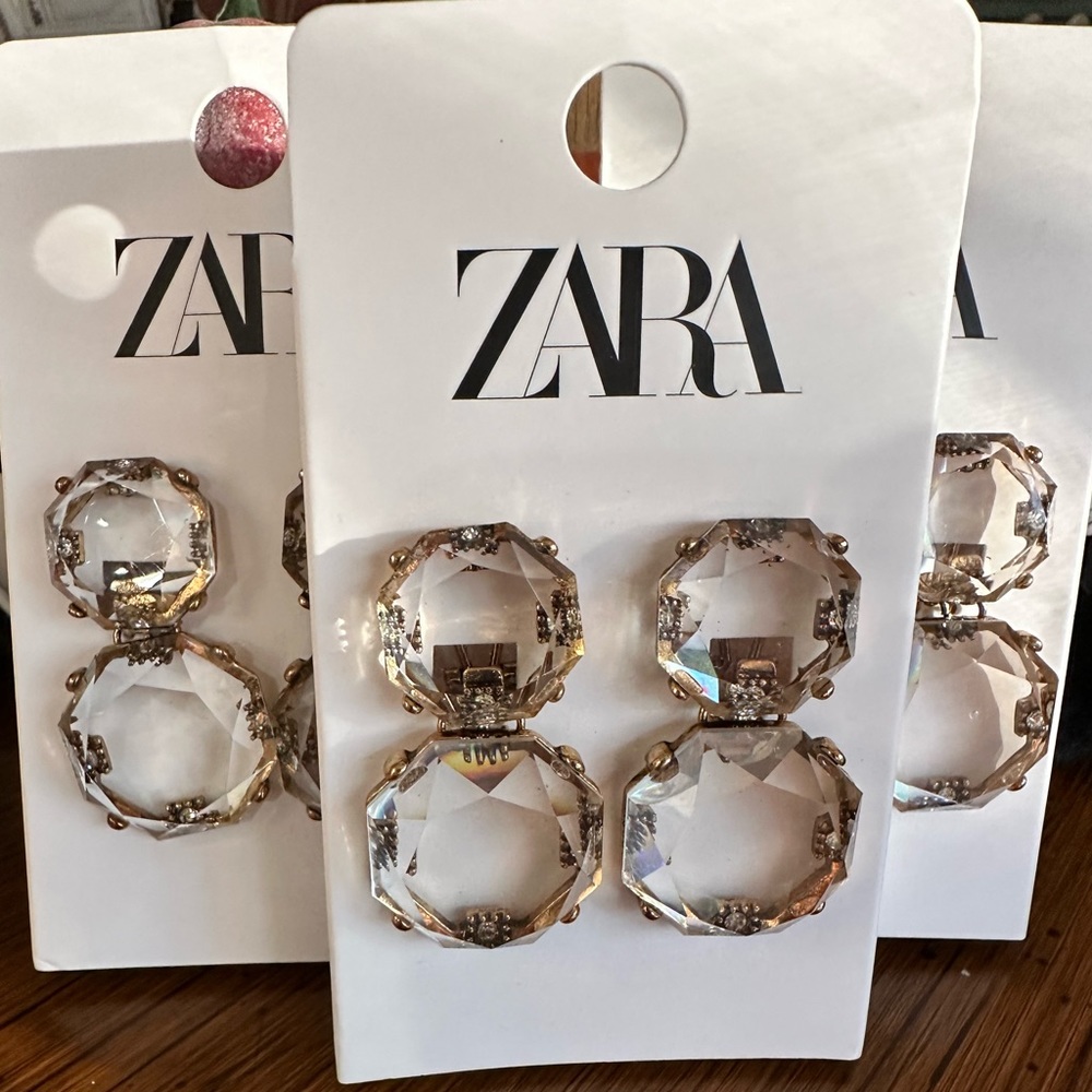 ZARA Clear Double Stone Earrings